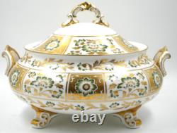 BEAUTIFUL ROYAL CROWN DERBY GREEN PANEL COVERED VEGETABLE TUREEN 1st QTY UNUSED