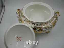 BEAUTIFUL ROYAL CROWN DERBY GREEN PANEL COVERED VEGETABLE TUREEN 1st QTY UNUSED