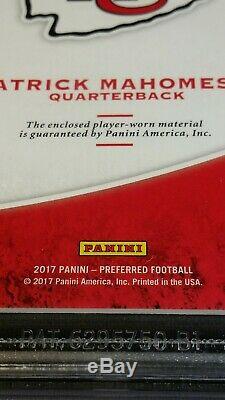 BGS 9 RC PATRICK MAHOMES II POP 2 1 HIGHER ROOKIE JSY PATCH 2017 Crown Royale