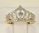 Brand New 14k Yellow Gold Cz Royal Princess Tiara Crown Ring Size 5-9