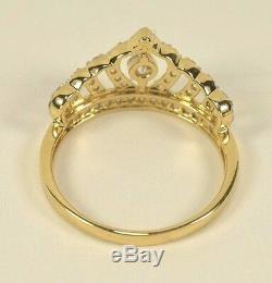 BRAND NEW 14k Yellow Gold CZ Royal Princess Tiara Crown Ring Size 5-9