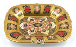 Beautiful Royal Crown Derby Old Imari Sgb Solid Gold Band Rectangular Tray Dish