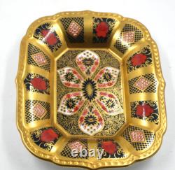 Beautiful Royal Crown Derby Old Imari Sgb Solid Gold Band Rectangular Tray Dish