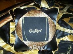 Black Crown Royal quilt 108 x 100 down, Crown Royal bags and Satin, 3 pillows