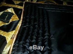 Black Crown Royal quilt 108 x 100 down, Crown Royal bags and Satin, 3 pillows