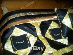 Black Crown Royal quilt 108 x 100 down, Crown Royal bags and Satin, 3 pillows