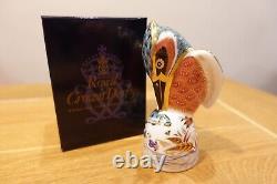 Boxed Royal Crown Derby Kingfisher With A Gold Stopper