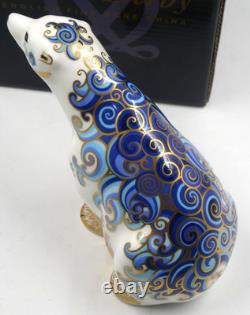 Boxed Royal Crown Derby Paperweight Aurora Polar Bear Gold Stopper Connaught Hse