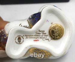 Boxed Royal Crown Derby Paperweight Aurora Polar Bear Gold Stopper Connaught Hse