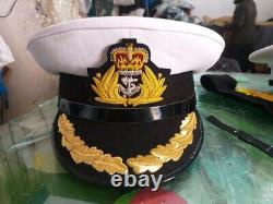 British Royal Navy Captain / Commander Officers Peaked Cap / Hat Queens Crown