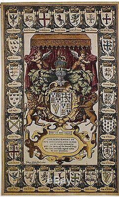 CREST OF KINGS 63 TAPESTRY COAT OF ARMS French Royal Shield Crown Unicorn Lion
