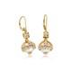 Clogau 9ct Yellow & Rose Gold Royal Crown Zircon And Pearl Drop Earrings New