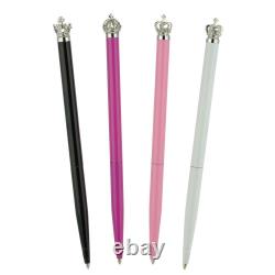 Coloured Retractable Ballpoint Pens With Silver Royal Crown Topper (Assorted)