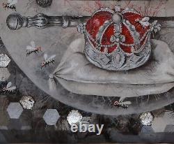 Contemporary art painting alchemy symbol royal crown masonic freemason masonry