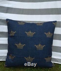Crown Cushion Cover, Designer, Royal, Navy Blue, Modern, Regal, Queen