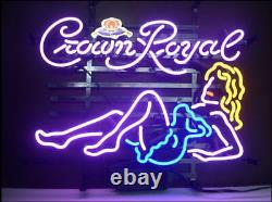 Crown Royal Girl Beer Bar Artwork Neon Light Sign Wall Decor Hanging Gift 24x20