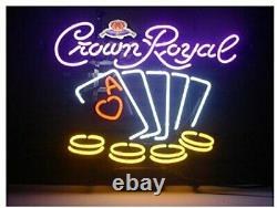 Crown Royal Poker Neon Sign Lamp Light Beer Bar With Dimmer