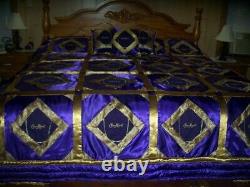 Crown Royal Purple Quilt, King or Queen size, 108 x 97 Down, 3 Pillows with satin