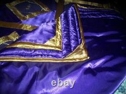 Crown Royal Purple Quilt, King or Queen size, 108 x 97 Down, 3 Pillows with satin