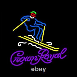 Crown Royal Snow Skiing Neon Sign Light Beer Bar Gift 24x20 Lamp Decor Glass