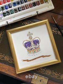 Crown Watercolour Painting Commemorating The Coronation Of King Charles III