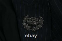 DOLCE & GABBANA Blazer Jacket Blue Striped Royal Crown s. IT50/US40 /L RRP $2000