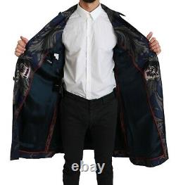 DOLCE & GABBANA Jacket Trenchcoat Silk Blue Royal Crown IT54 US44 /XXL RRP $3900