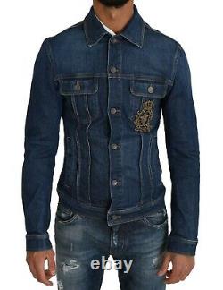 DOLCE & GABBANA Jeans Jacket Blue Denim Royal Crown Bee Logo s. EU46 / US36 / S