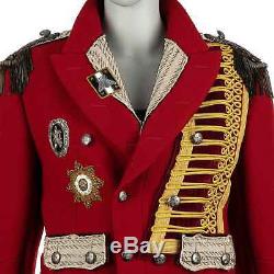 DOLCE & GABBANA Royal Crown Military Epaulet Uniform Wool Coat Jacket Red 07672