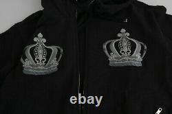 DOLCE & GABBANA Sweater Gray Hooded Royal Crown Cotton IT56 / US46 /XXL RRP $700