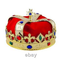 Deluxe KING QUEEN CROWN Gold Prince Princess Royalty Fancy Dress Hat Royal