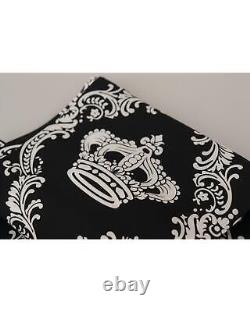 Dolce & Gabbana Silk Royal Crown Print Logo Shawl Fringe Scarf