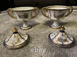 Extremely Rare Set Of 2 Royal Crown Derby Campana 1902