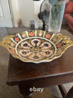 First Quality Royal Crown Derby Imari 1128 Gold Fluted Sweet Duchess Open Bowl