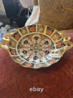 First Quality Royal Crown Derby Imari 1128 Gold Fluted Sweet Duchess Open Bowl