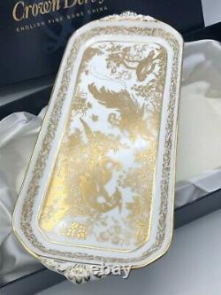 Gold Aves by Royal Crown Derby Rectangular Sandwich Tray, NEW