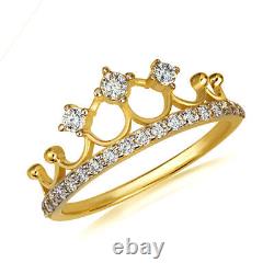 Gold CZ Wavy Royal Crown Ring