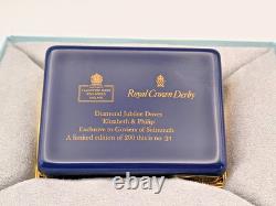 Halcyon Days Royal Crown Derby Queen Elizabeth Diamond Jubilee Doves Enamel Box