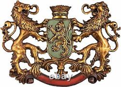 Heraldic Royal Lions Coat of Arms Large 77cm Wall Sculpture Ornament Crown Crest