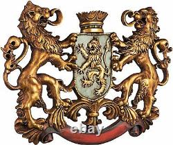 Heraldic Royal Lions Coat of Arms Large 77cm Wall Sculpture Ornament Crown Crest