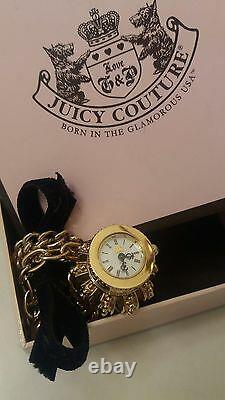 JUICY COUTURE Royal Crown Watch 18K-Gold-tone Chainlink Bracelet Band NWB