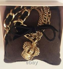 JUICY COUTURE Royal Crown Watch 18K-Gold-tone Chainlink Bracelet Band NWB