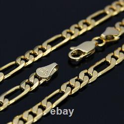 King Crown 14k Gold PT Royal Charm Pendant 5mm 18 Figaro Necklace Choker Chain