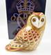 Lovely Royal Crown Derby Short Eared Owl Paperweight Gold Stopper 1st Qty Boxed