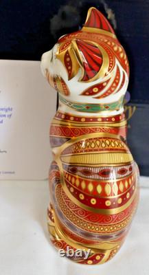 LTD ROYAL CROWN DERBY SITTING CAT MARMADUKE PAPERWEIGHT GOLD 1st QTY BOX & CERT