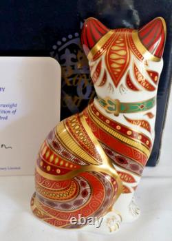 LTD ROYAL CROWN DERBY SITTING CAT MARMADUKE PAPERWEIGHT GOLD 1st QTY BOX & CERT