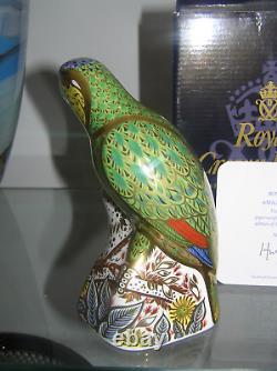 Lovely New Royal Crown Derby Paperweight Amazon Green Parrot Ltd Ed Box & Cert