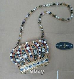 Mary Frances Queendom Embellished Beaded Gold Crown Purse