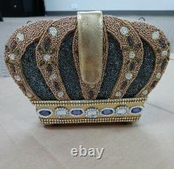 Mary Frances Queendom Embellished Beaded Gold Crown Purse