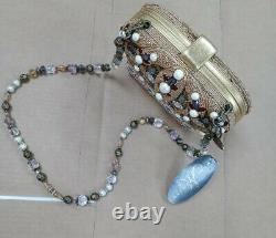 Mary Frances Queendom Embellished Beaded Gold Crown Purse